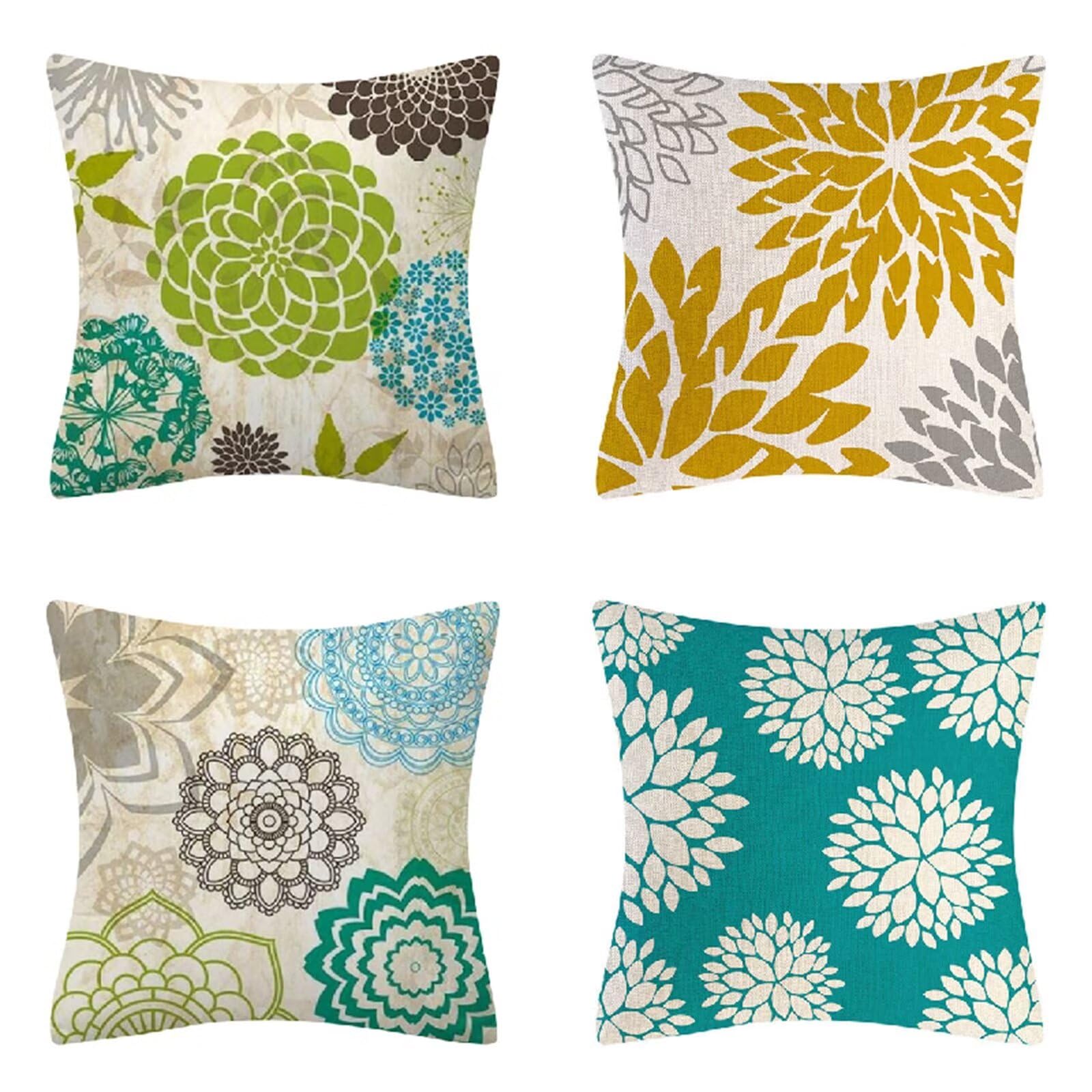 Amazon.co.jp: クッションカバー 80x80cm 4枚セット 黄緑色 座布団